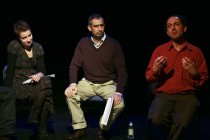 Anamaria Marinca, Toma Enache and Jonathan Banatvala in the Q&A session