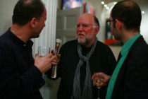 Members of the audience talk to Bill McAlister, adviser of the Romanian Cultural Centre