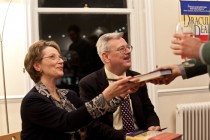 Sheilah Kast and Jim Rosapepe signing copies of 'Dracula is Dead'