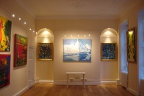 View of the reception / exhibition room, during 'My Roots' painting exhibition by Daniel Ratiu