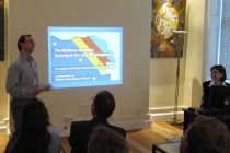 The evening's host, David Webster (Director of the Anglo-Romanian Economic and Political Forum), makes an introduction in the subject