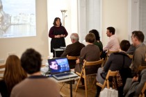 Irina Cios, cultural manager and curator of the International Centre for Contemporary Art, Bucharest, addressing the audience 