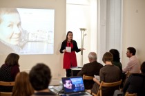 Ghislaine Boddington, Director of body>data>space, addressing the audience