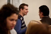 At the post-event reception: in the background, Vlad Tudor, Gabriela's son