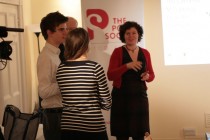 Before the ceremony: Poetry Society's Lisa Roberts with friends