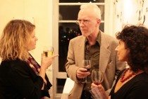 Judith Palmer chatting to translator Trevor Joyce