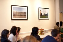 View from the hall, with two of Tudor Prisacariu's works on display