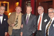 Prof Eliot Sorel M.D. (Senior Adviser IRDL), Adam Michnik, Zbigniew Brzezinski, Nicolae Ratiu, and Indrei Ratiu at the Ratiu Family dinner on the evening of 2 December 2009
