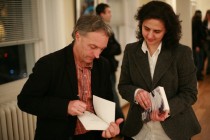 Nick Thorpe signs the copies of the book from the Centre's library