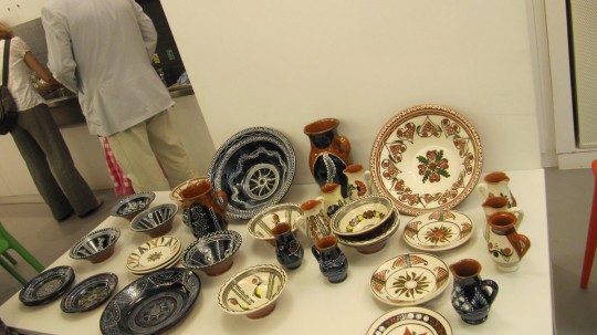 A very small selection of Cornel Sitar's output. On the left, some of his trademark blue ceramics