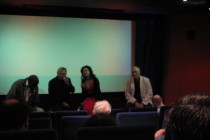 Preparing for the Q&A session following the screening of SAND CLIFFS: Dr Mike Phillips OBE, Dan Pita, Ramona Mitrica, and Victor Rebengiuc