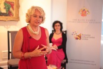 Domnica Radulescu during the presentation of Black Sea Twilight. In the background, Ramona Mitrica